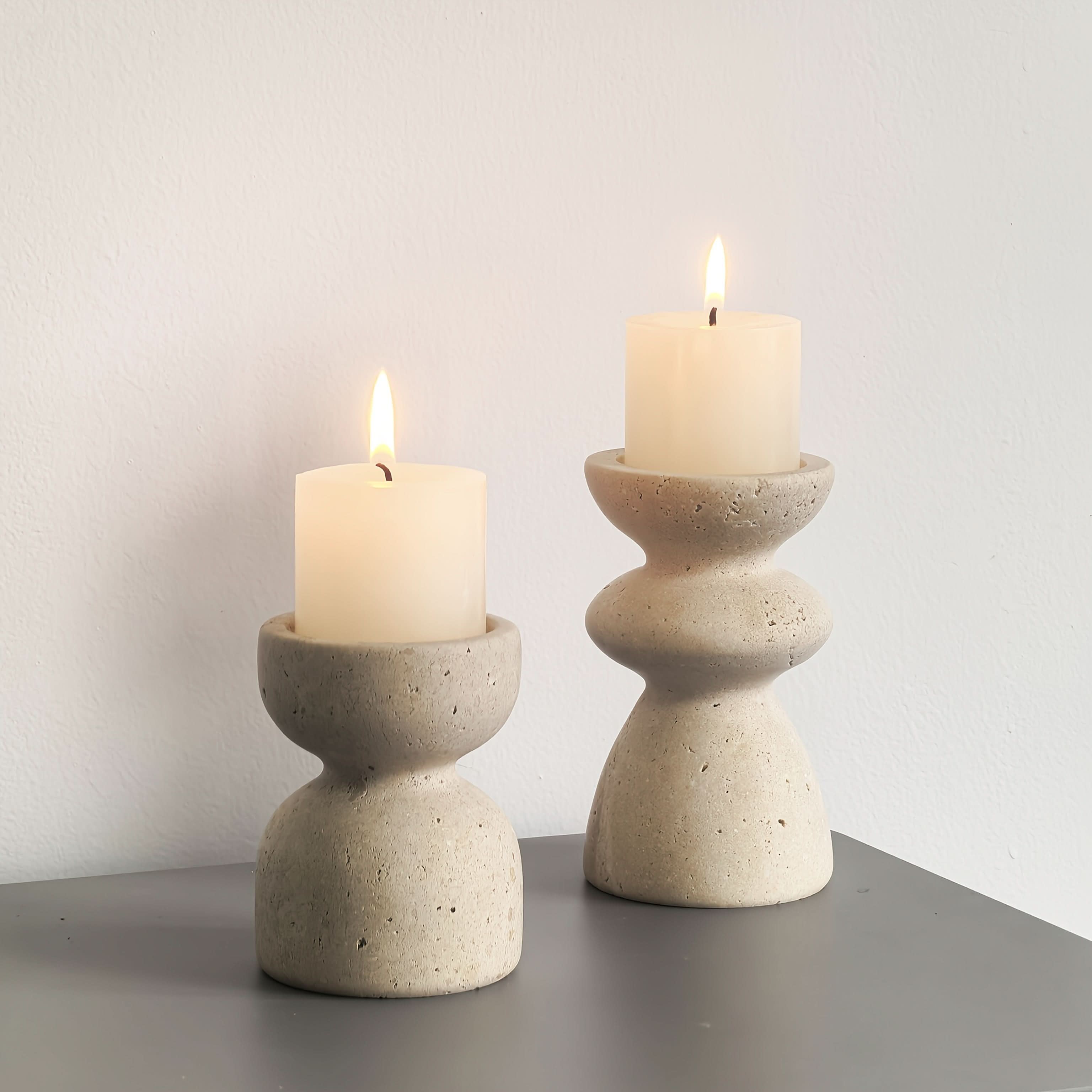 Candle Holders | Natural Marble & Travertine | Polished Finish | Quarry