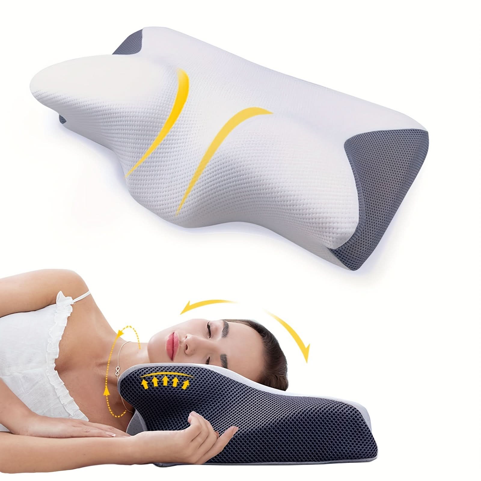 Neck Pillow | Contoured Memory Foam | Washable Cover | Moss