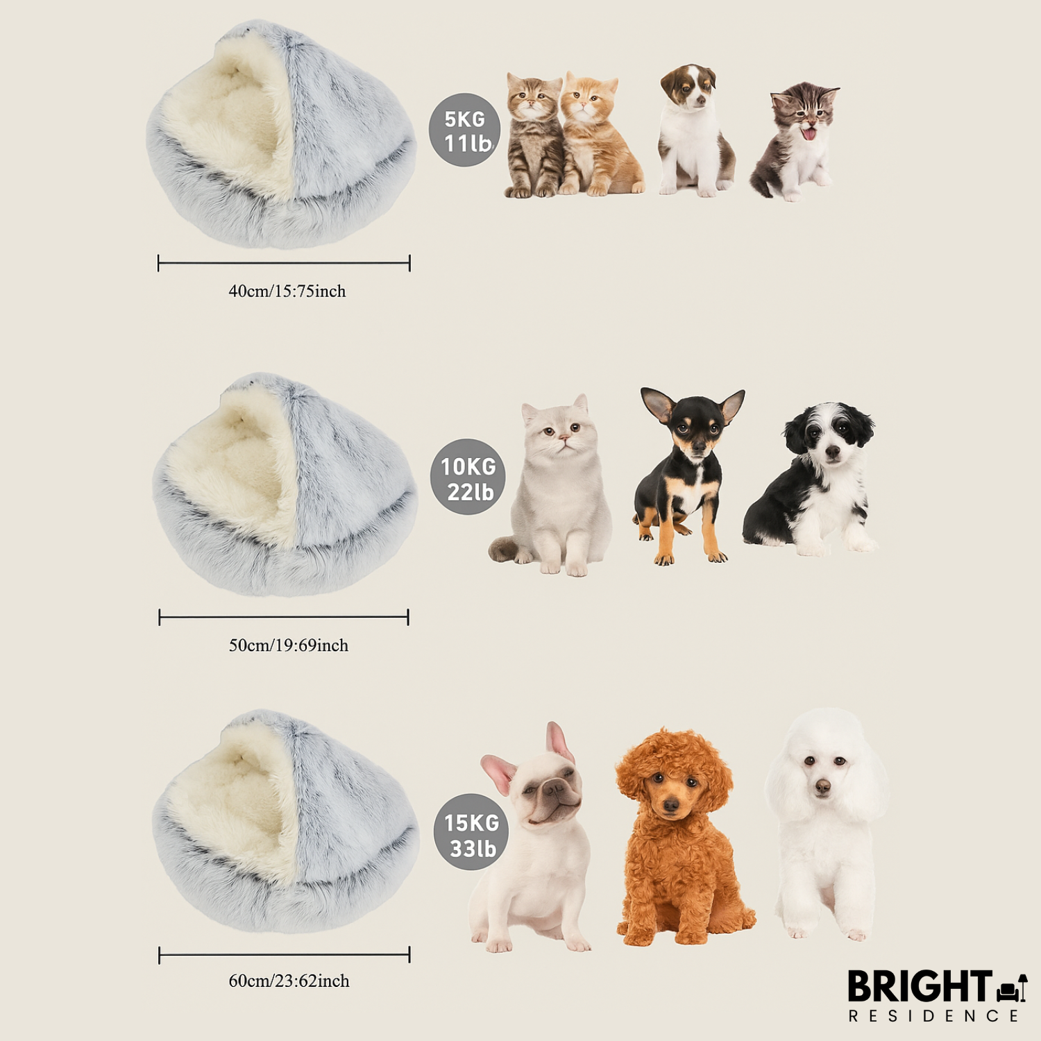 Pet Bed | Removable Machine Washable Cover | Two Sizes | Amber