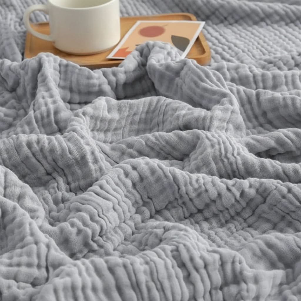 Cotton Blanket | Four-Layer Gauze Weave | Machine Washable | Sable