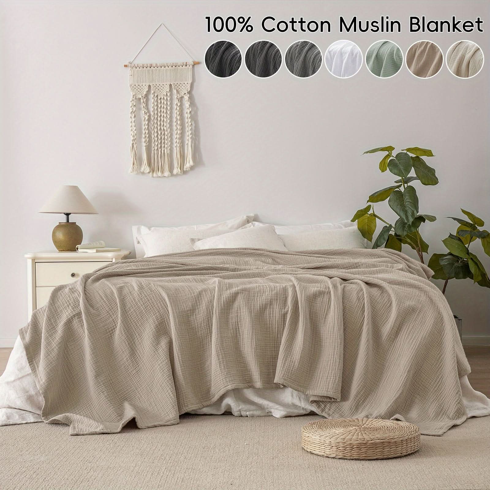 Cotton Blanket | Four-Layer Gauze Weave | Machine Washable | Sable