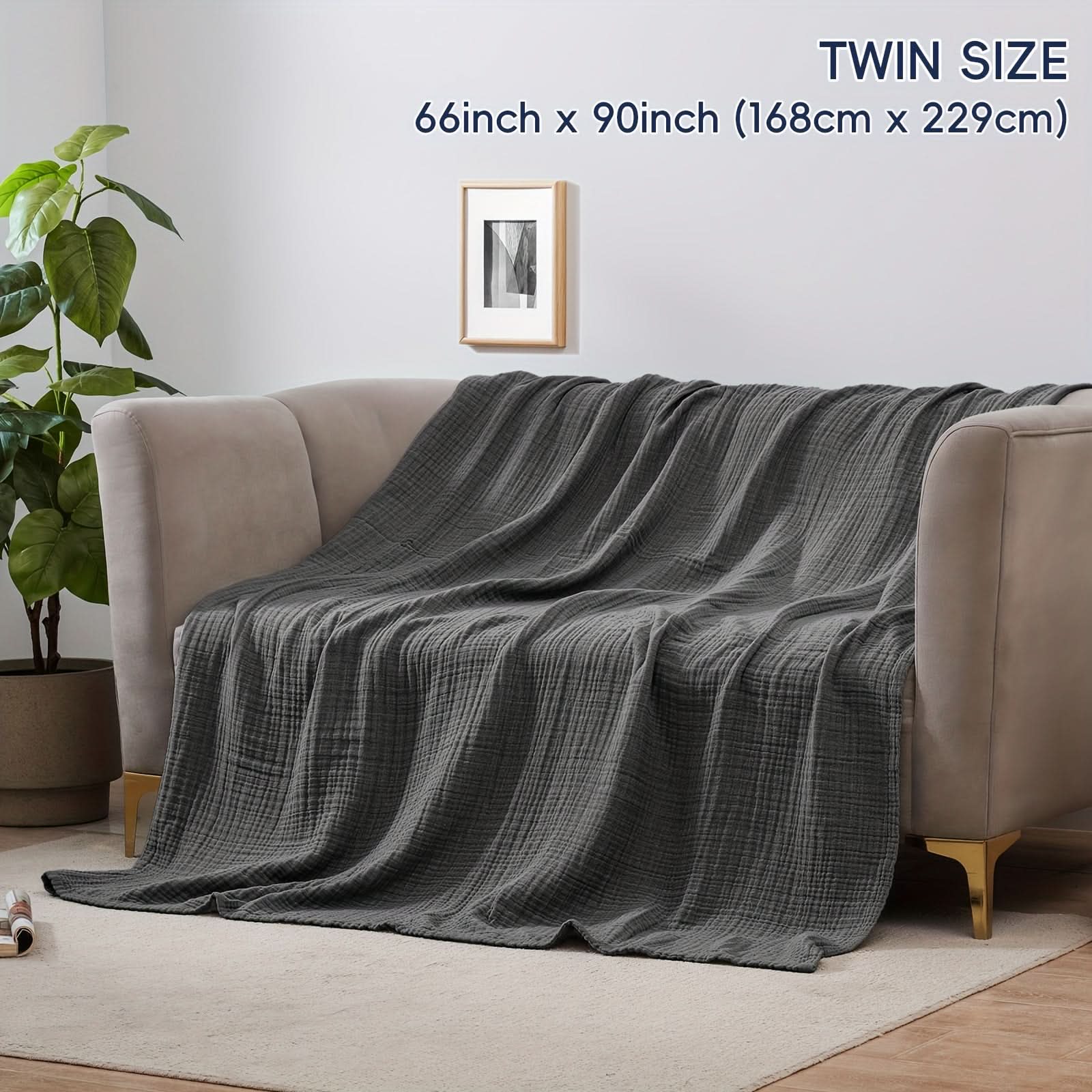 Cotton Blanket | Four-Layer Gauze Weave | Machine Washable | Sable