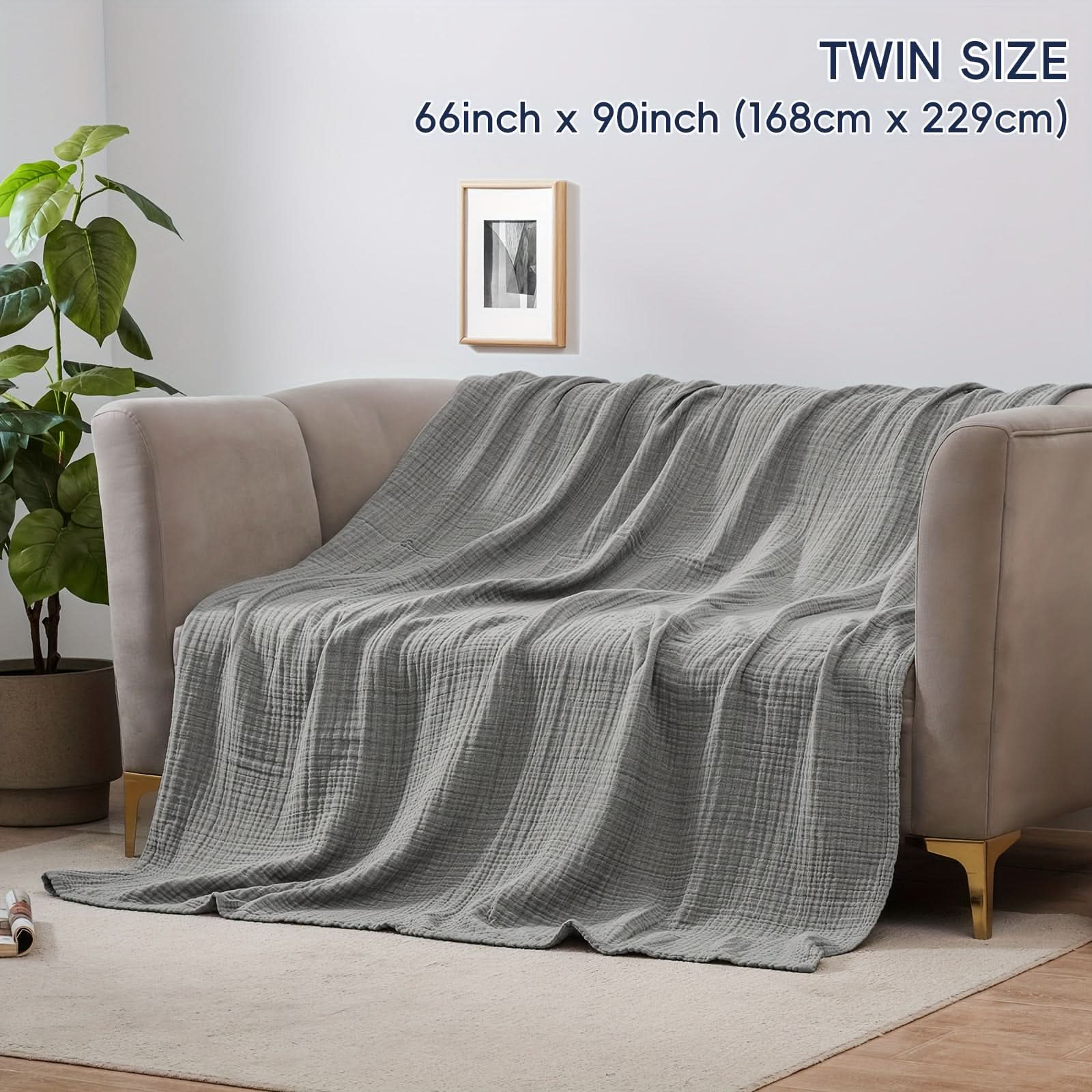 Cotton Blanket | Four-Layer Gauze Weave | Machine Washable | Sable