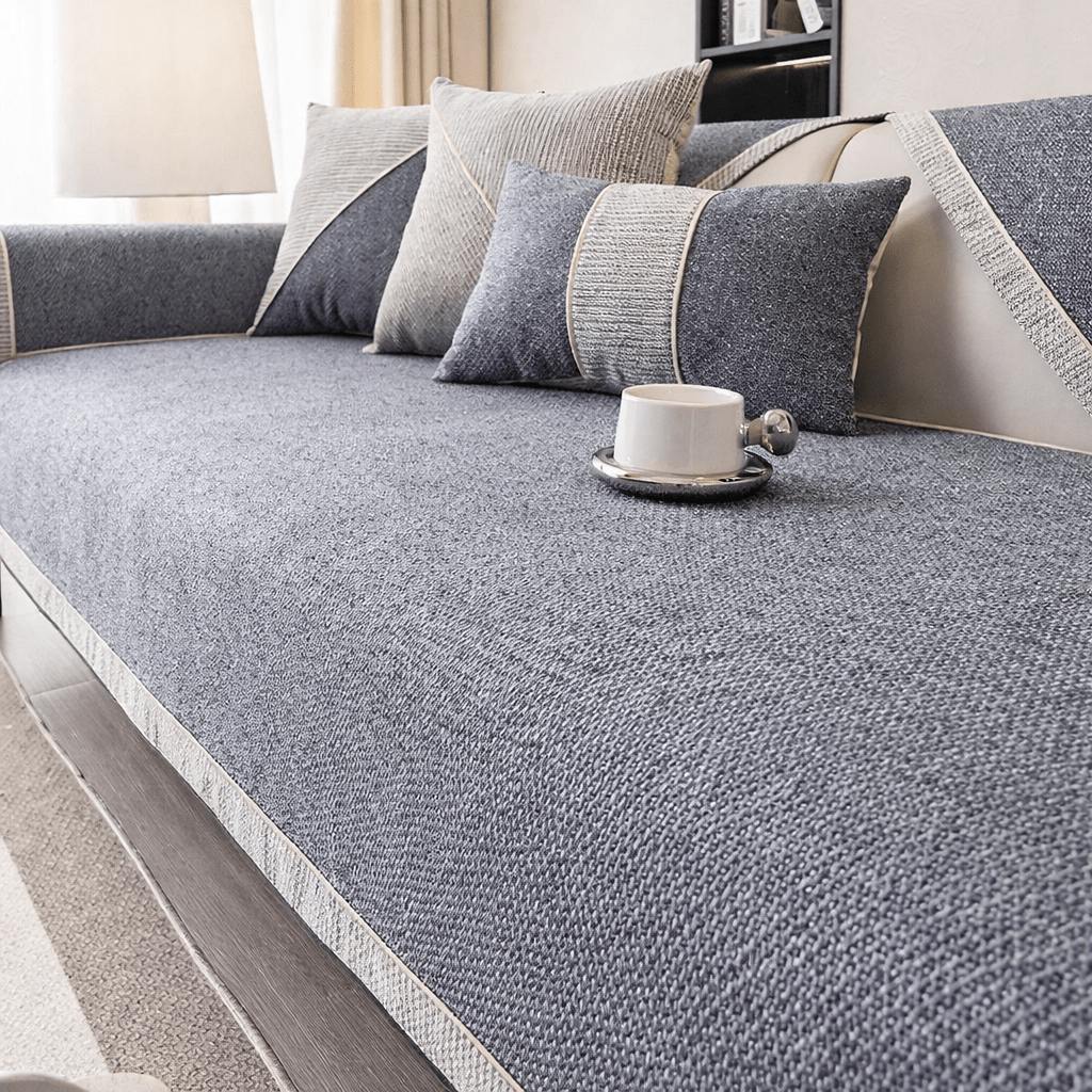Sofa Cover | Breathable Cotton-Linen | Non-Slip Quilted Fit | Reed