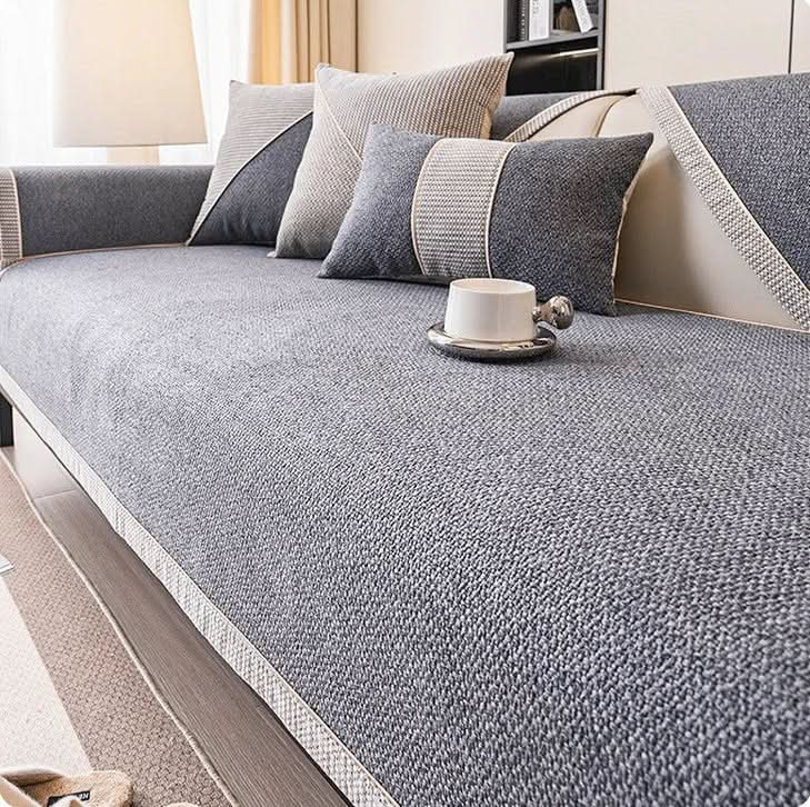 Sofa Cover | Breathable Cotton-Linen | Non-Slip Quilted Fit | Reed