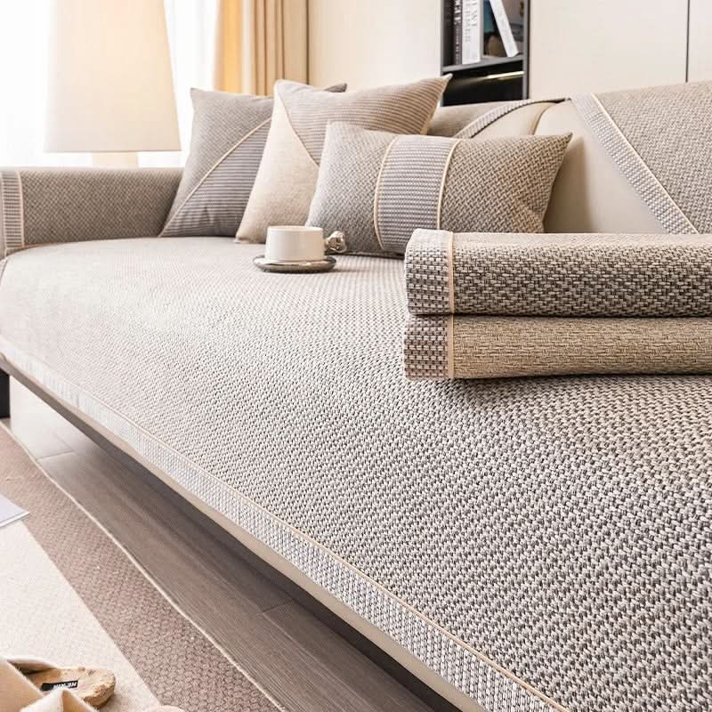 Sofa Cover | Breathable Cotton-Linen | Non-Slip Quilted Fit | Reed