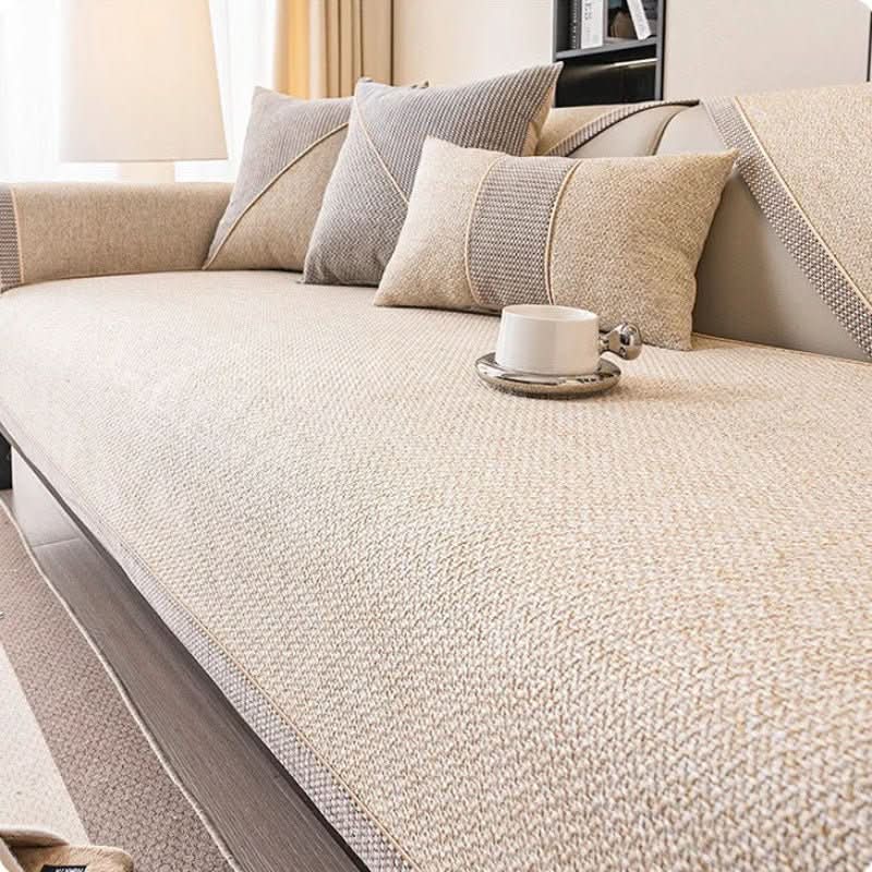 Sofa Cover | Breathable Cotton-Linen | Non-Slip Quilted Fit | Reed