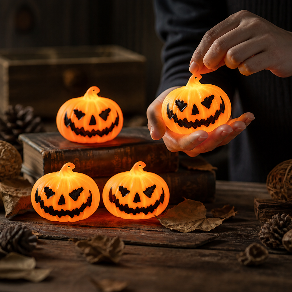 Flameless Flickering LED Jack-O'-Lantern Lights (Battery-Operated)