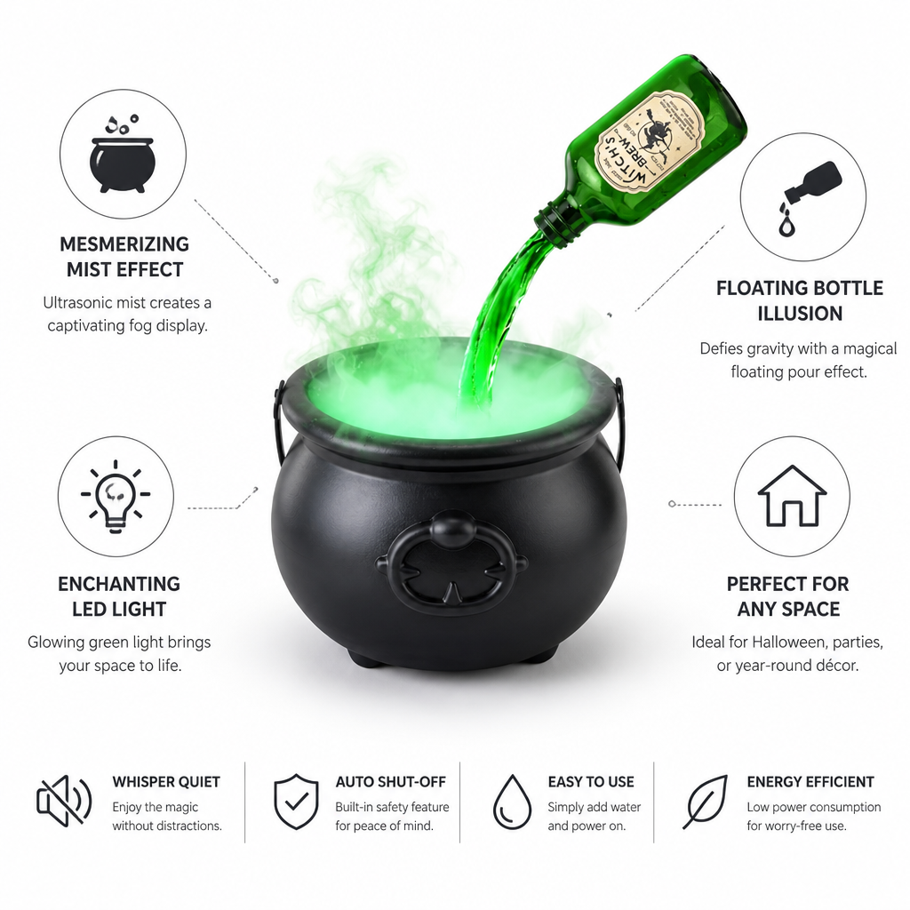 Floating Bottle & Mist Diffuser Witch Cauldron (Tabletop)