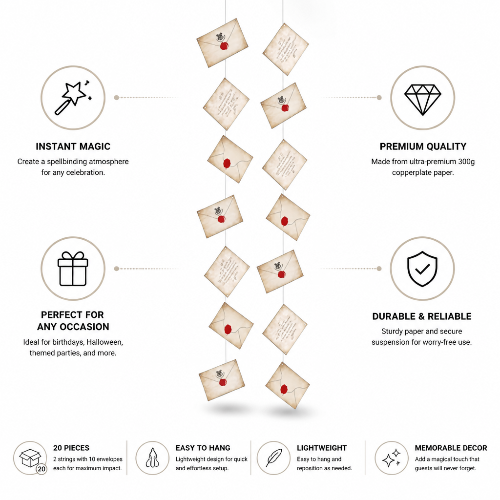 Floating Magic Envelope Garland (20 Pieces)