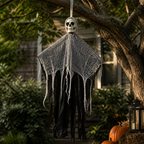 Hanging Skull & Spider Web Decoration (Indoor/Outdoor)