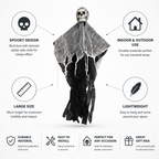 Hanging Skull & Spider Web Decoration (Indoor/Outdoor)