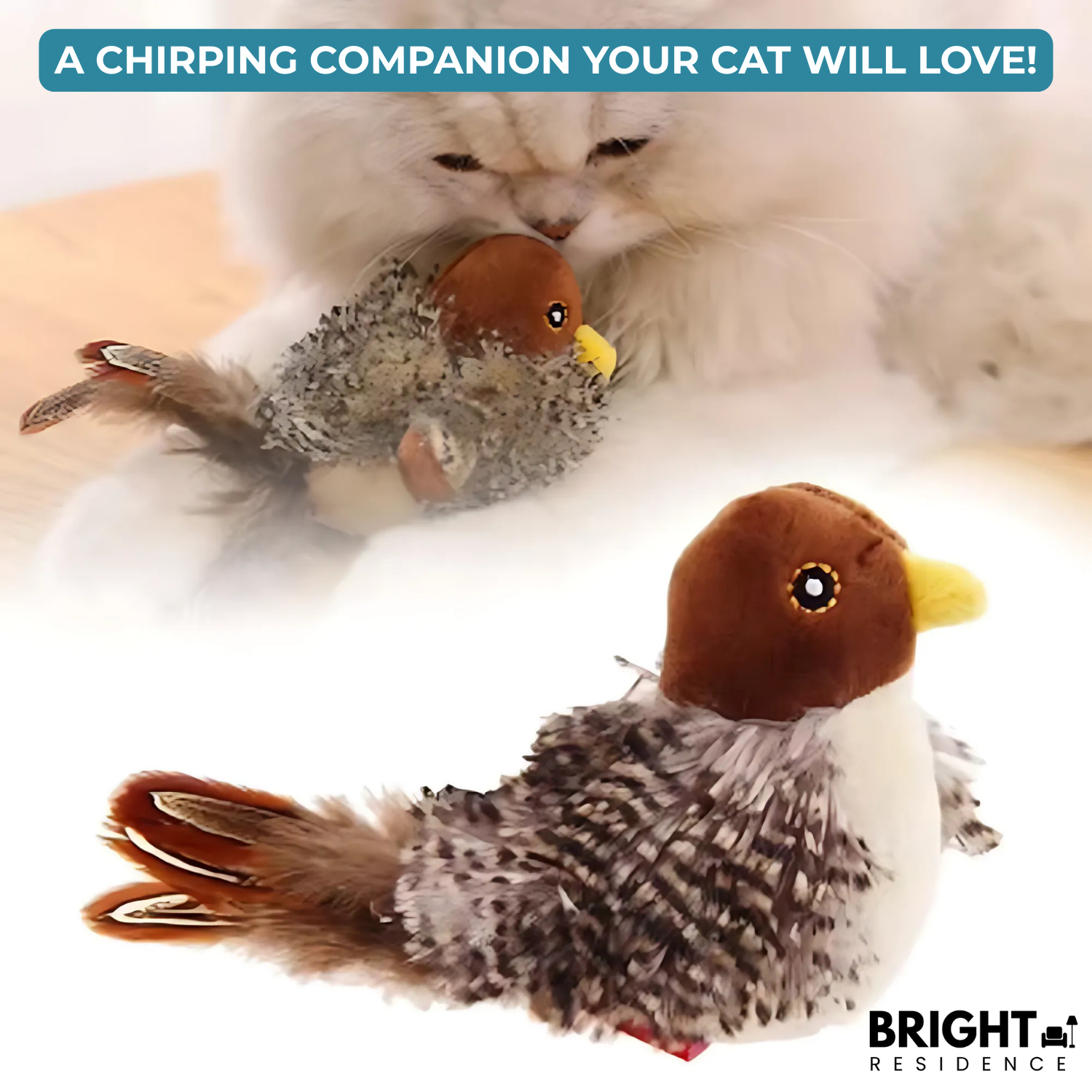 Cat Toy | Realistic Chirping Bird Sounds | Touch Activated | Aviary