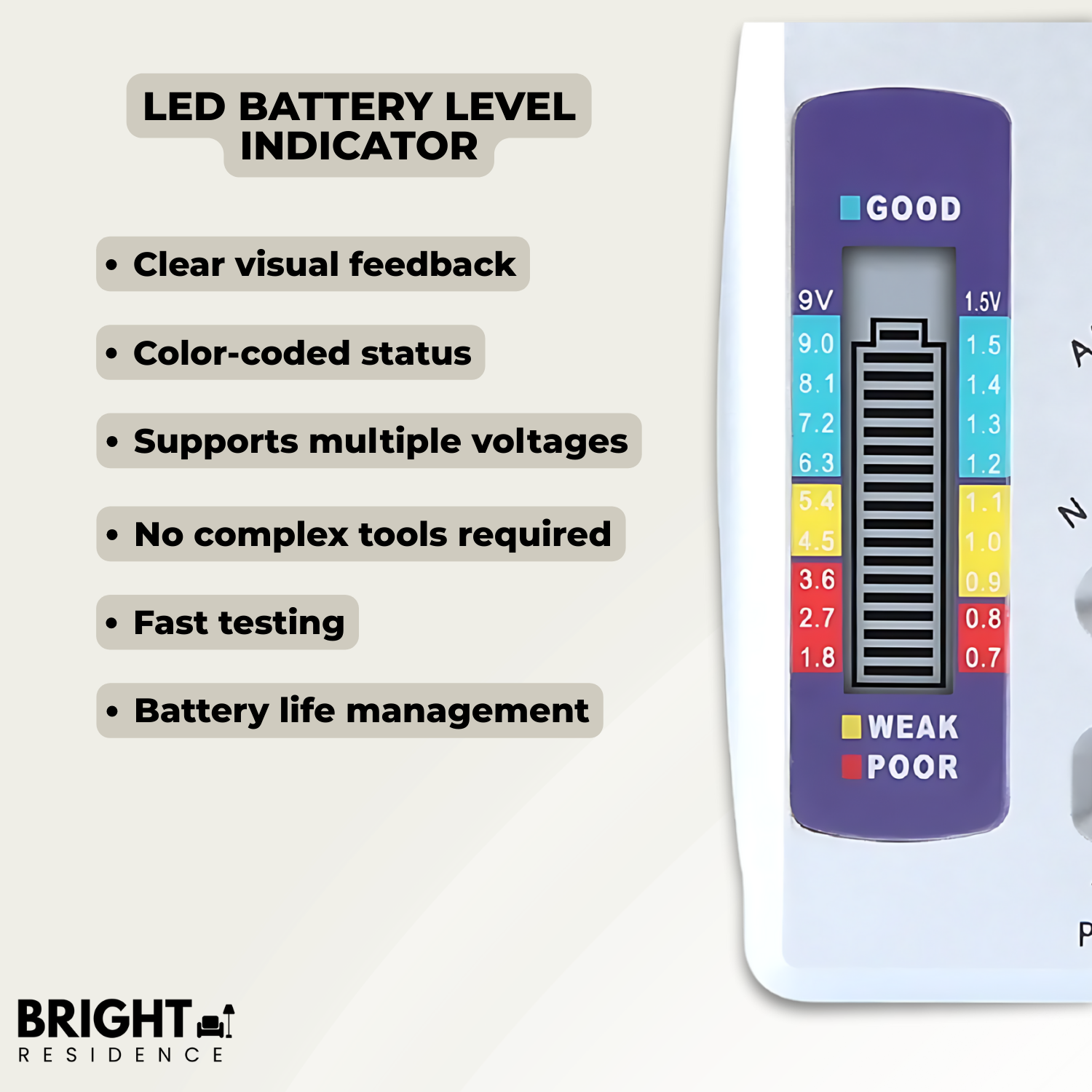 Battery Tester | Reads AA To 9V | LCD Bar Graph Display | Cobalt