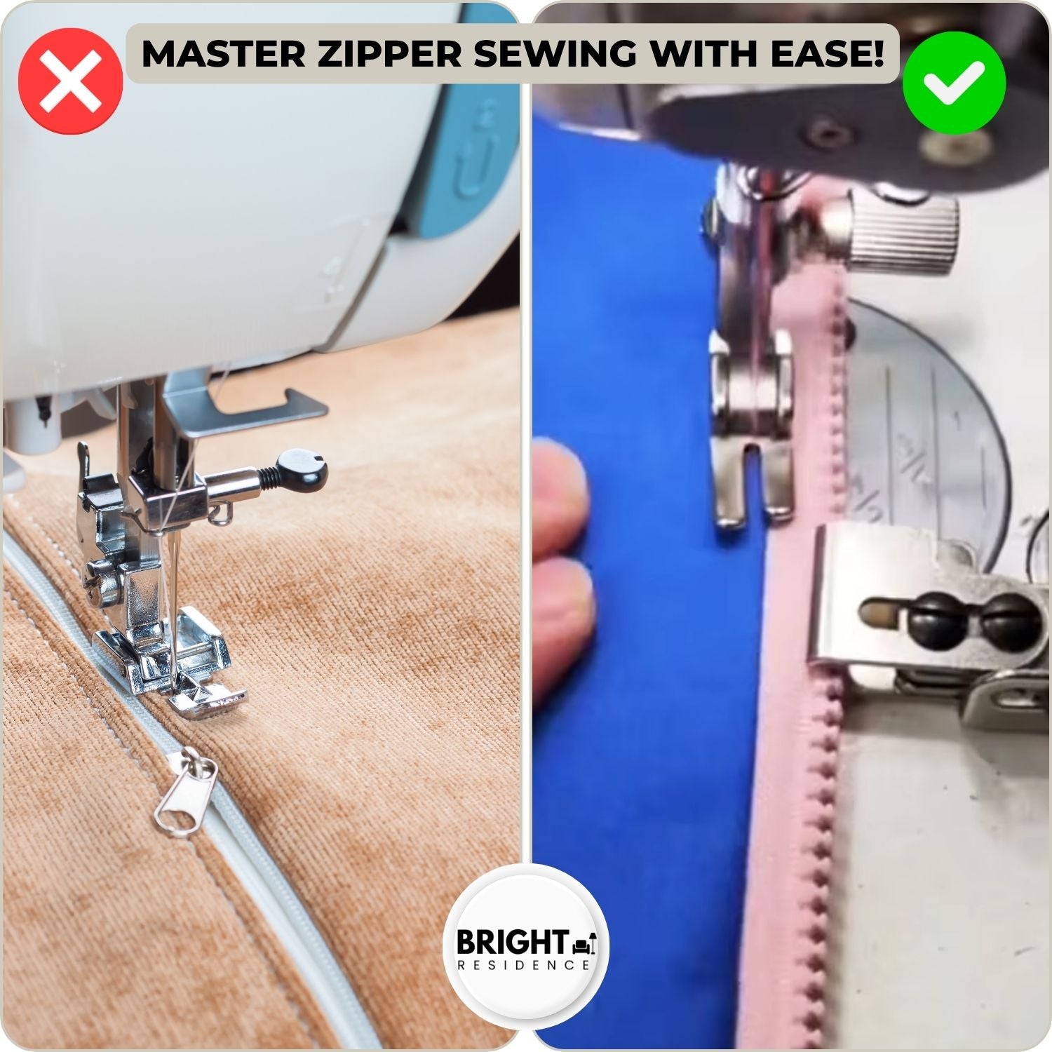 Zipper Foot | Snap On Fit for Most Machines | Stainless Steel | Anchor