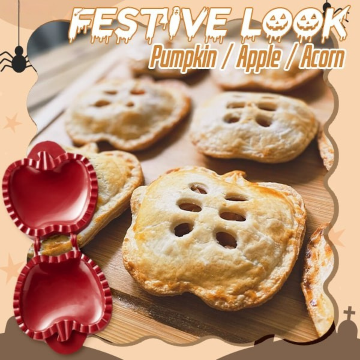 Hand Pie Mold | Pumpkin, Apple and Acorn | BPA Free ABS Plastic | Tamarind