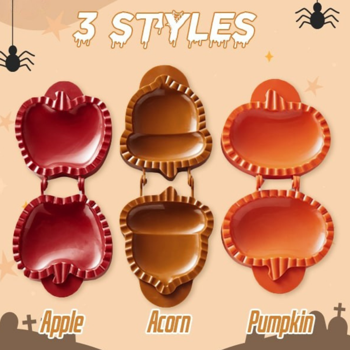 Hand Pie Mold | Pumpkin, Apple and Acorn | BPA Free ABS Plastic | Tamarind