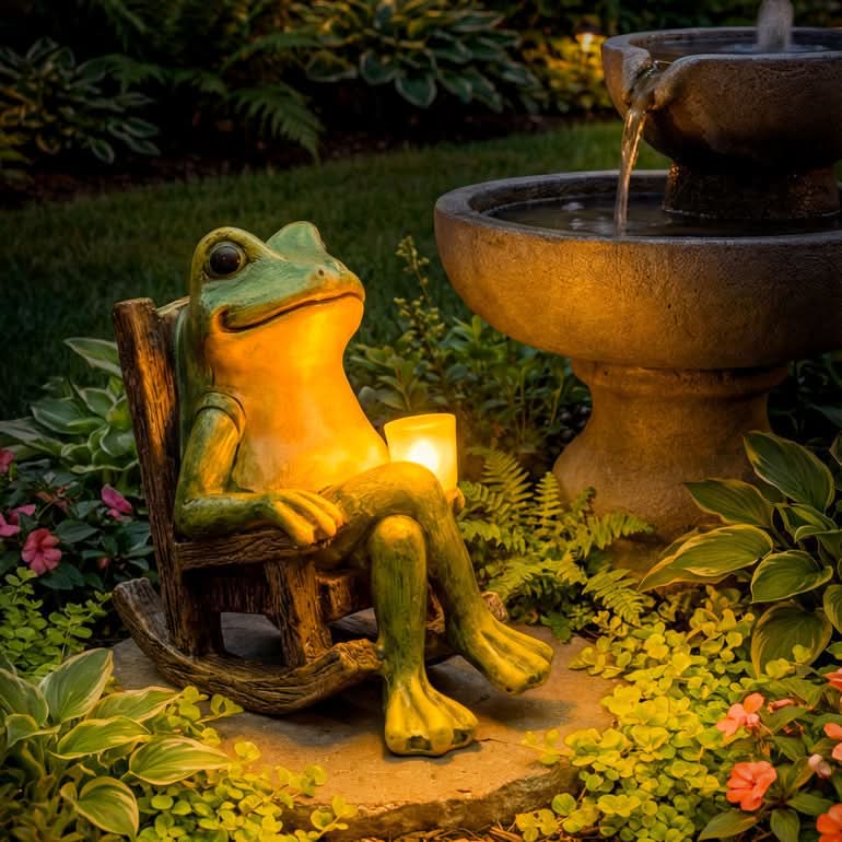 Garden Statue | Solar Powered | Auto On and Off Amber Glow | Jade