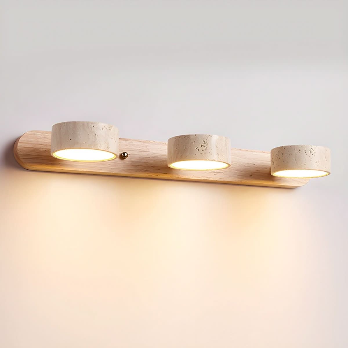 LED Wall Light | Natural Travertine and Wood | 3 Sizes | Larch