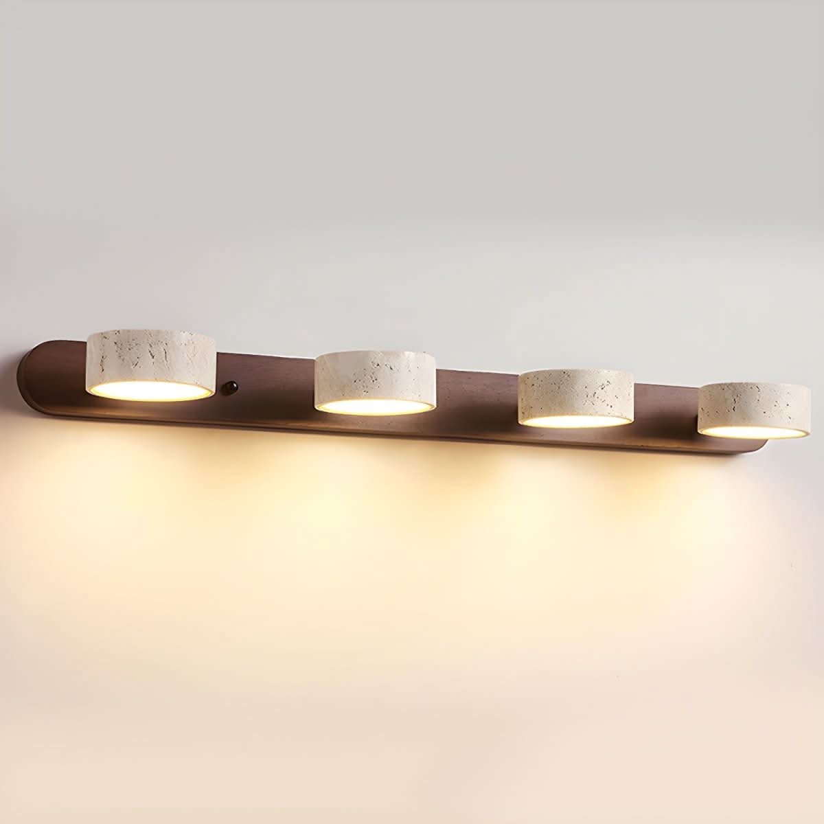 LED Wall Light | Natural Travertine and Wood | 3 Sizes | Larch