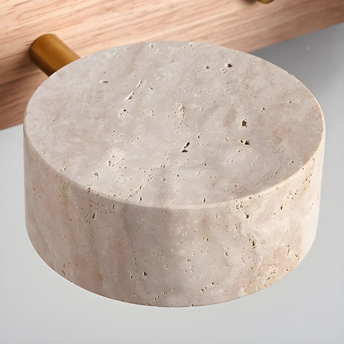 LED Wall Light | Natural Travertine and Wood | 3 Sizes | Larch