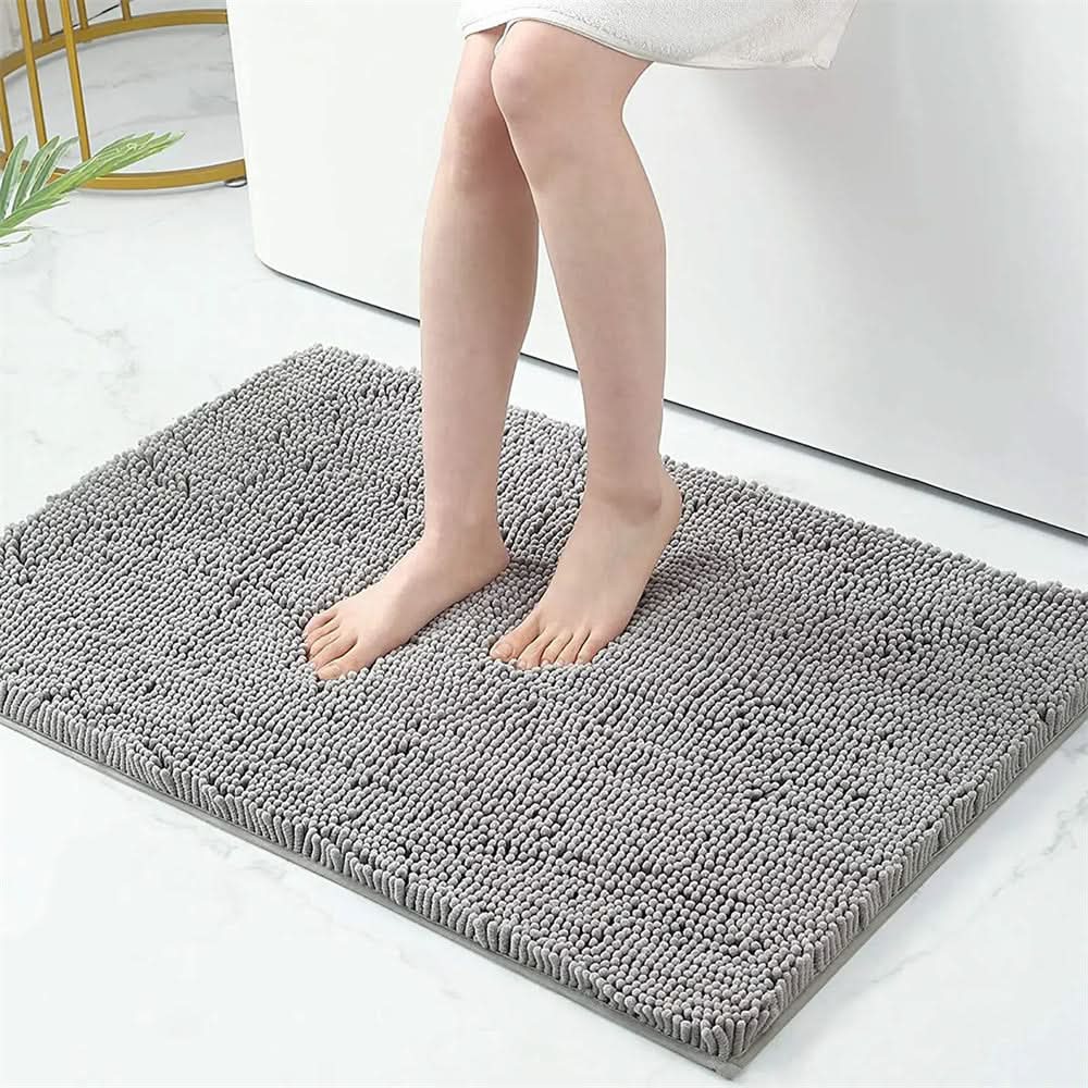 Bath Rug | Quick-Dry Chenille | Non-Slip Honeycomb Backing | Plume