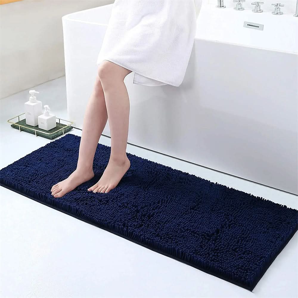 Bath Rug | Quick-Dry Chenille | Non-Slip Honeycomb Backing | Plume