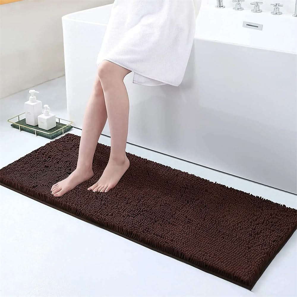 Bath Rug | Quick-Dry Chenille | Non-Slip Honeycomb Backing | Plume