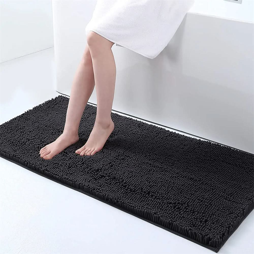 Bath Rug | Quick-Dry Chenille | Non-Slip Honeycomb Backing | Plume