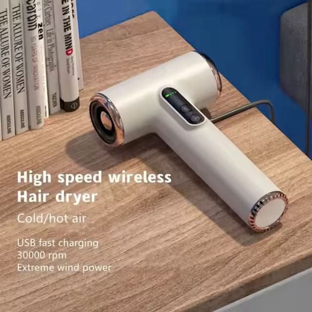 Cordless Hair Dryer | 30,000 RPM Motor | 3 Speed and Heat Settings | Gale