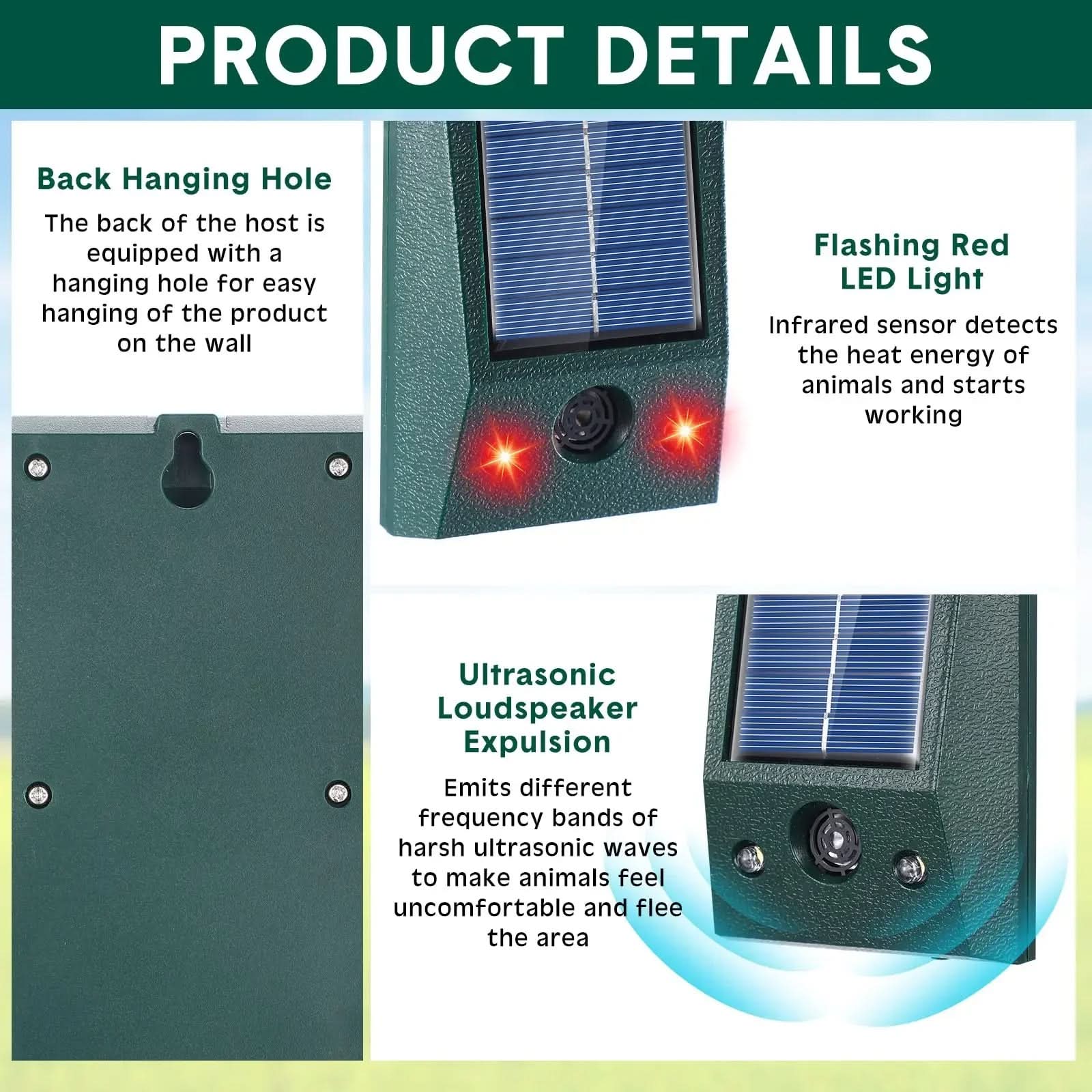 Bird Repellent | Solar Powered | 26 Ft Motion Sensor | Ibis