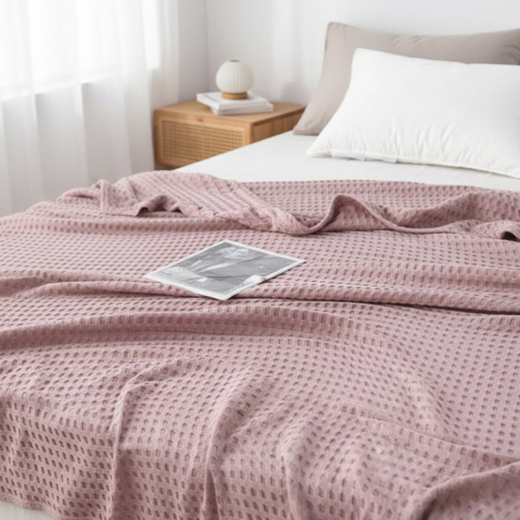 Throw Blanket | Breathable Waffle Weave | 6 Colors | Lyric