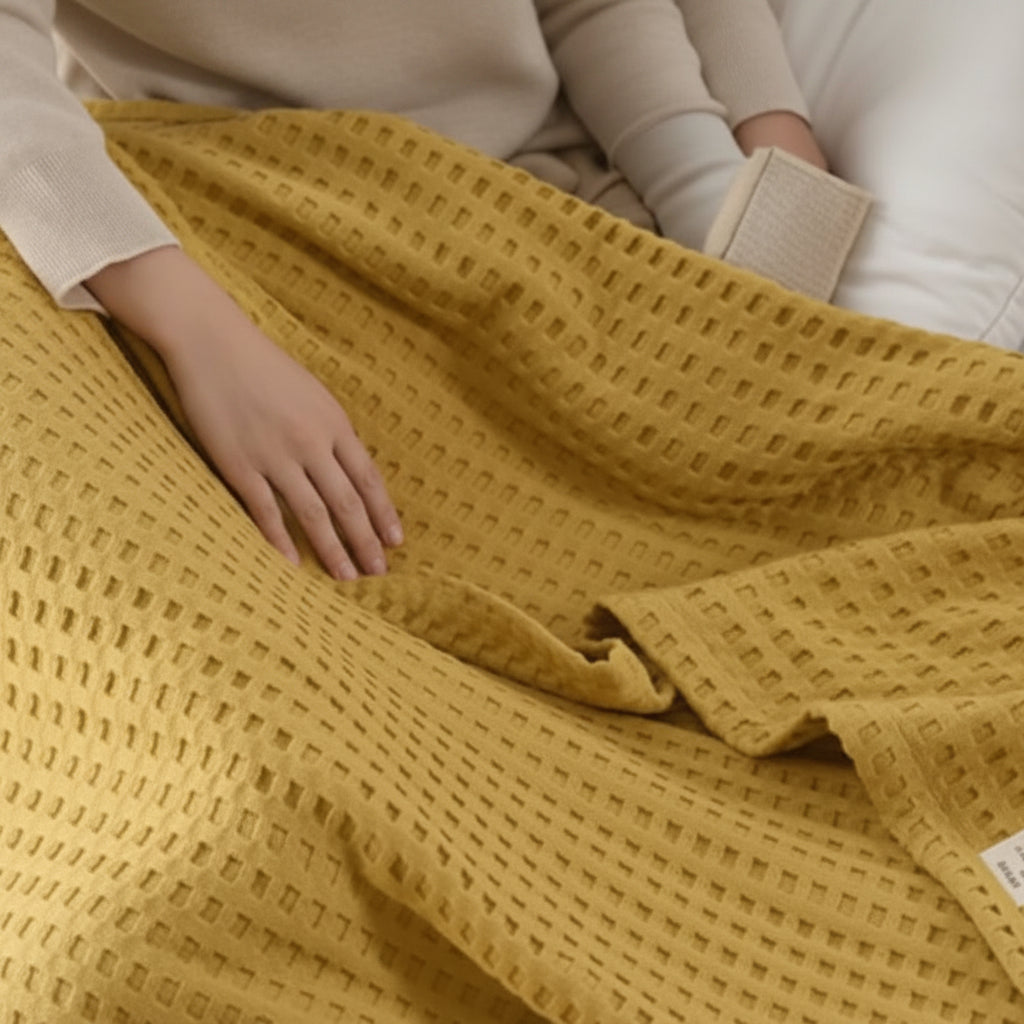 Throw Blanket | Breathable Waffle Weave | 6 Colors | Lyric