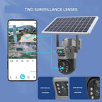Solar Dual-Lens Security Camera | 10x Zoom 360° PTZ | 12,000 mAh IP66 4G Wi-Fi | Vigiora