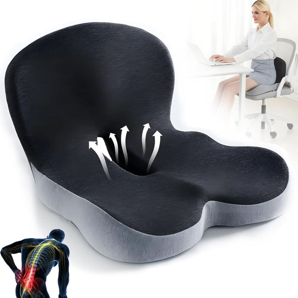 Seat Cushion | Ergonomic Memory Foam Seat Cushion | Pressure-Relieving & Non-Slip | ErgoComfort
