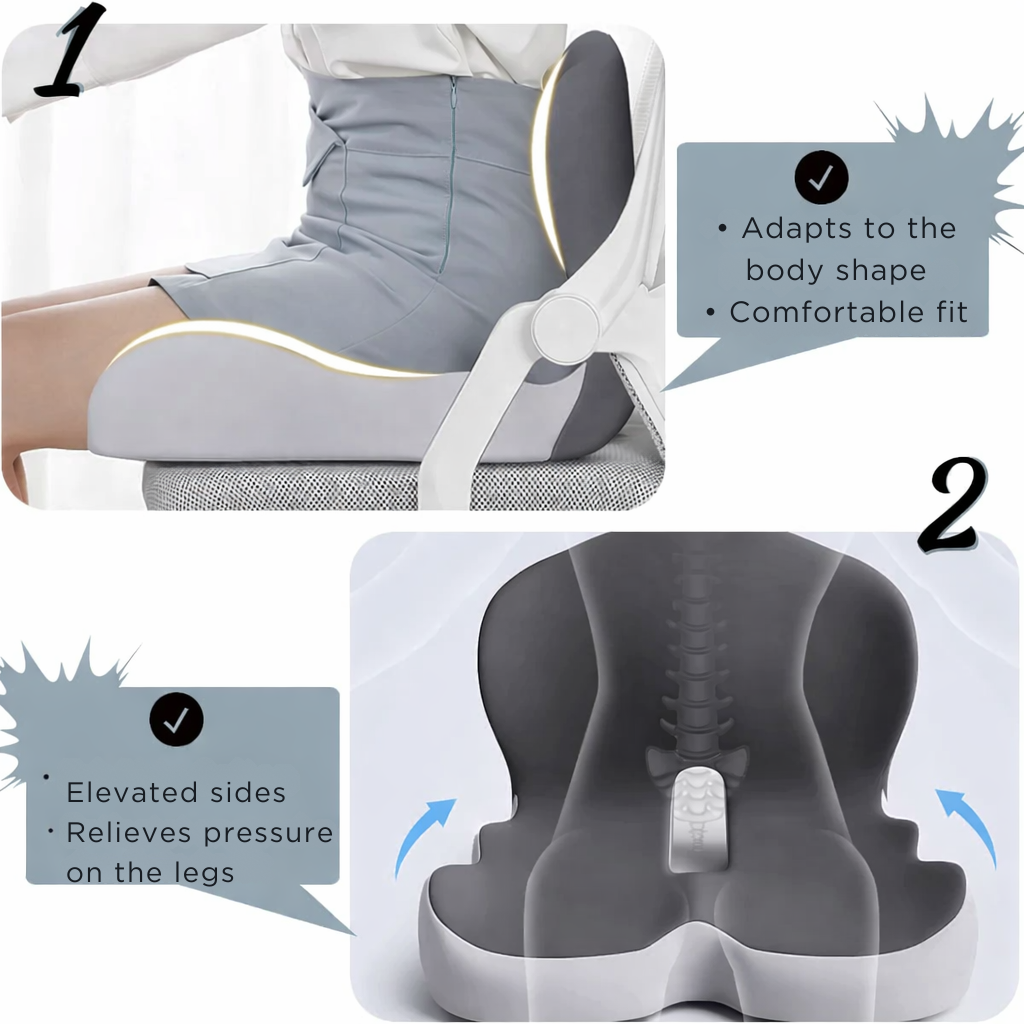 Seat Cushion | Ergonomic Memory Foam Seat Cushion | Pressure-Relieving & Non-Slip | ErgoComfort