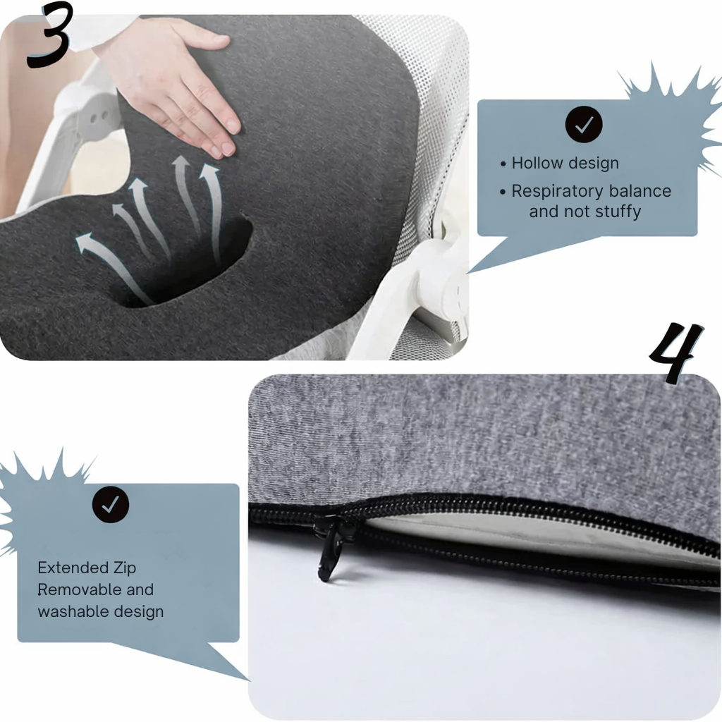 Seat Cushion | Ergonomic Memory Foam Seat Cushion | Pressure-Relieving & Non-Slip | ErgoComfort
