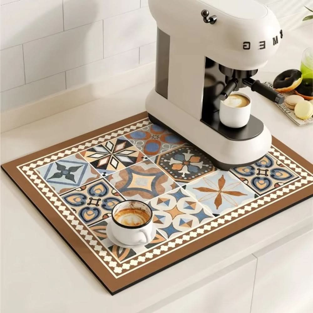 Coffee Bar Mat | Absorbs Drips Fast | Non-Slip Rubber Base | Lark