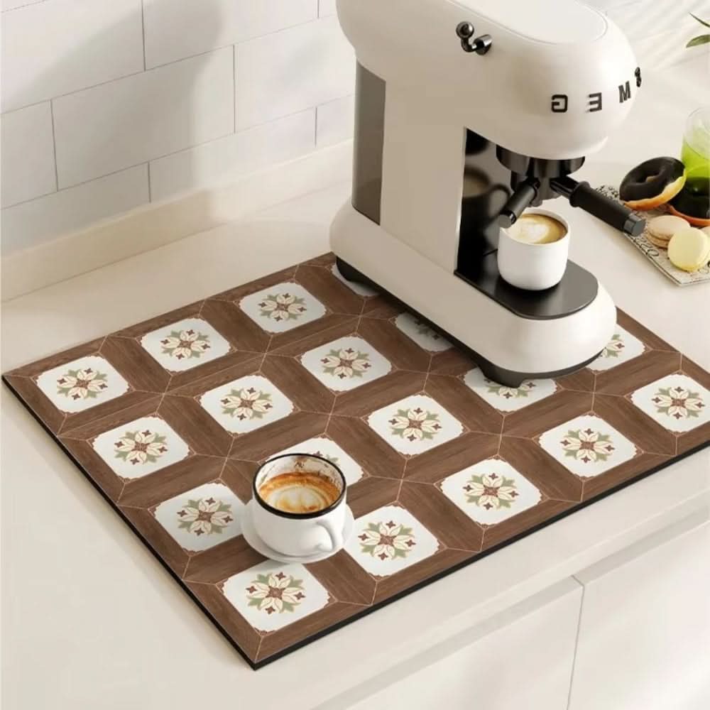Coffee Bar Mat | Absorbs Drips Fast | Non-Slip Rubber Base | Lark