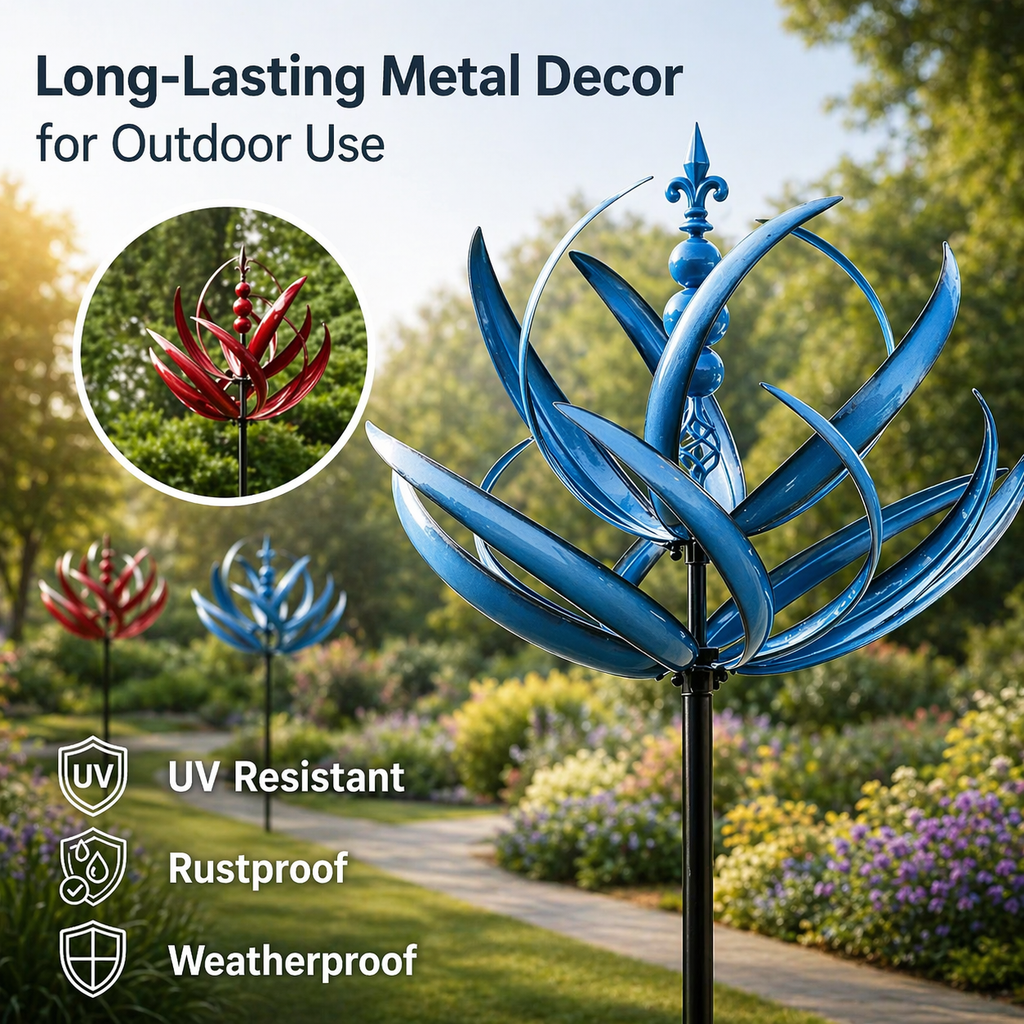 Weather Vane | Lotus Metal Wind Spinner | Rust-Resistant | Windbloom