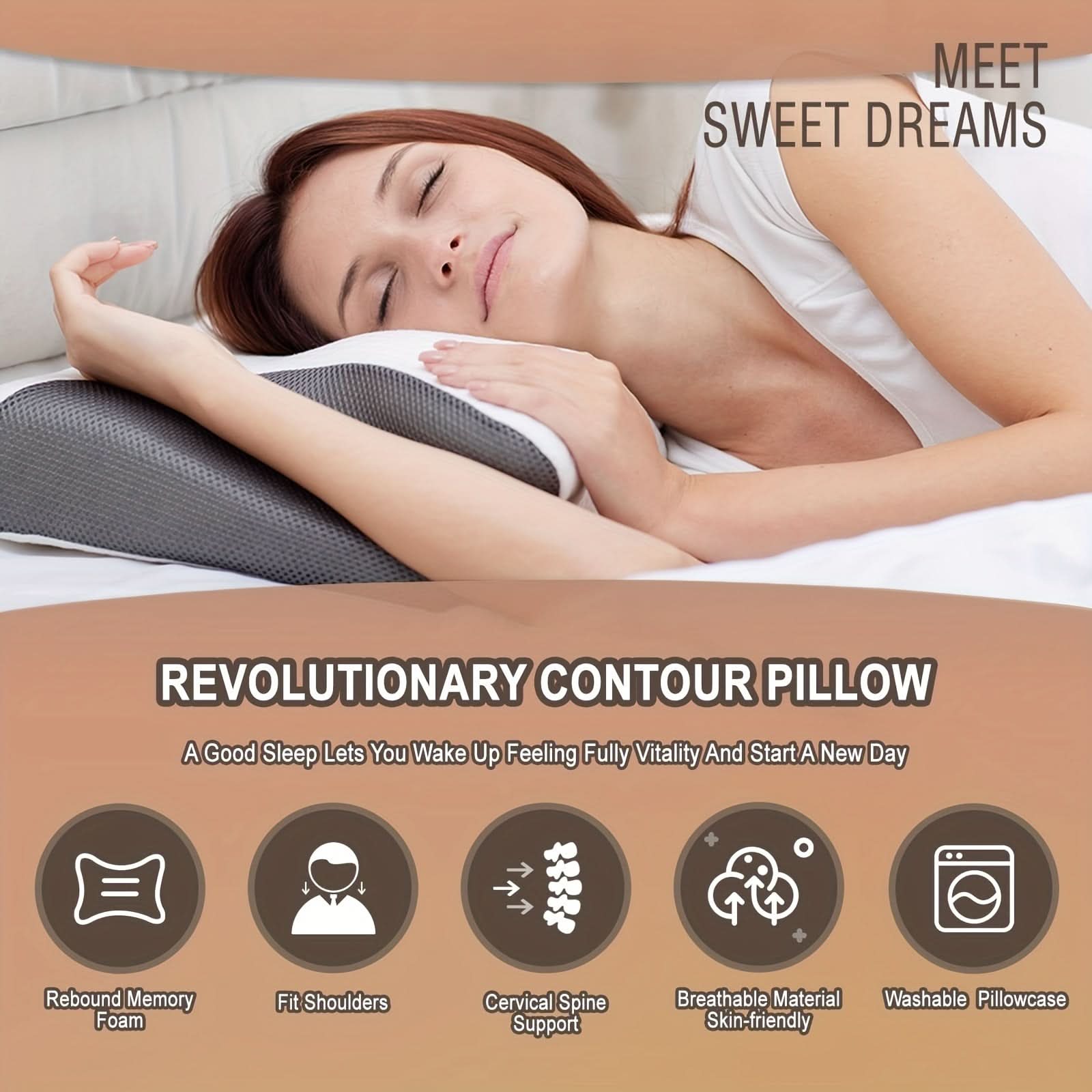 Neck Pillow | Contoured Memory Foam | Washable Cover | Moss
