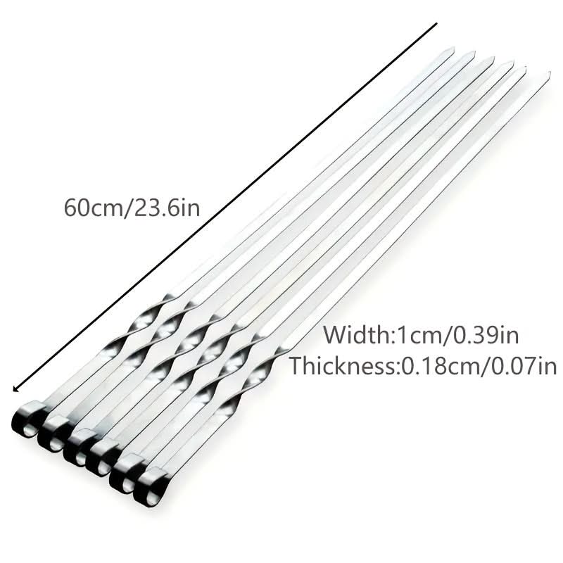 BBQ Skewers | 23.6 In Long Handles | Set of 6 Reusable | Mica