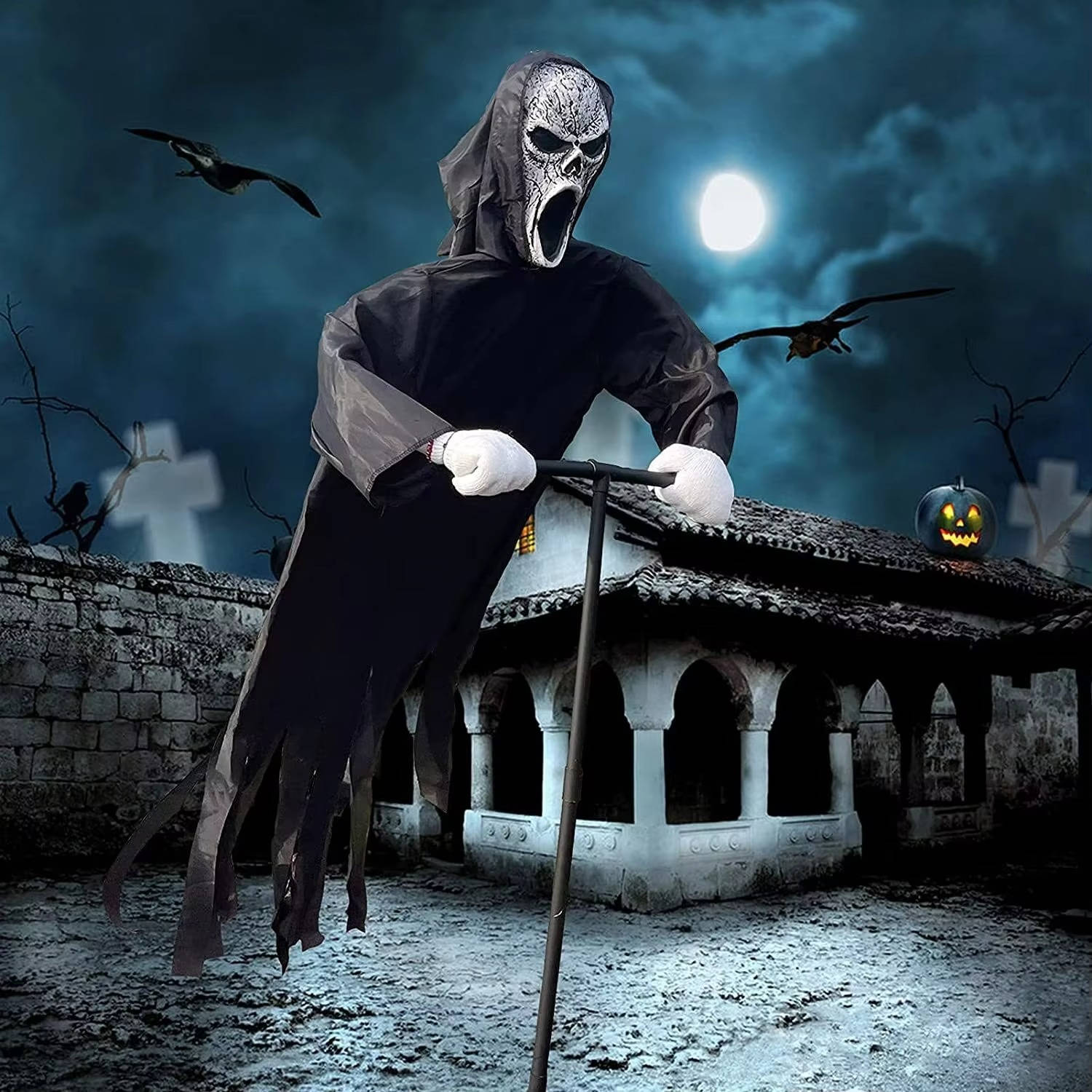 Halloween Yard Stake Ghost | Wind Activated | Adjustable Height | Wisp
