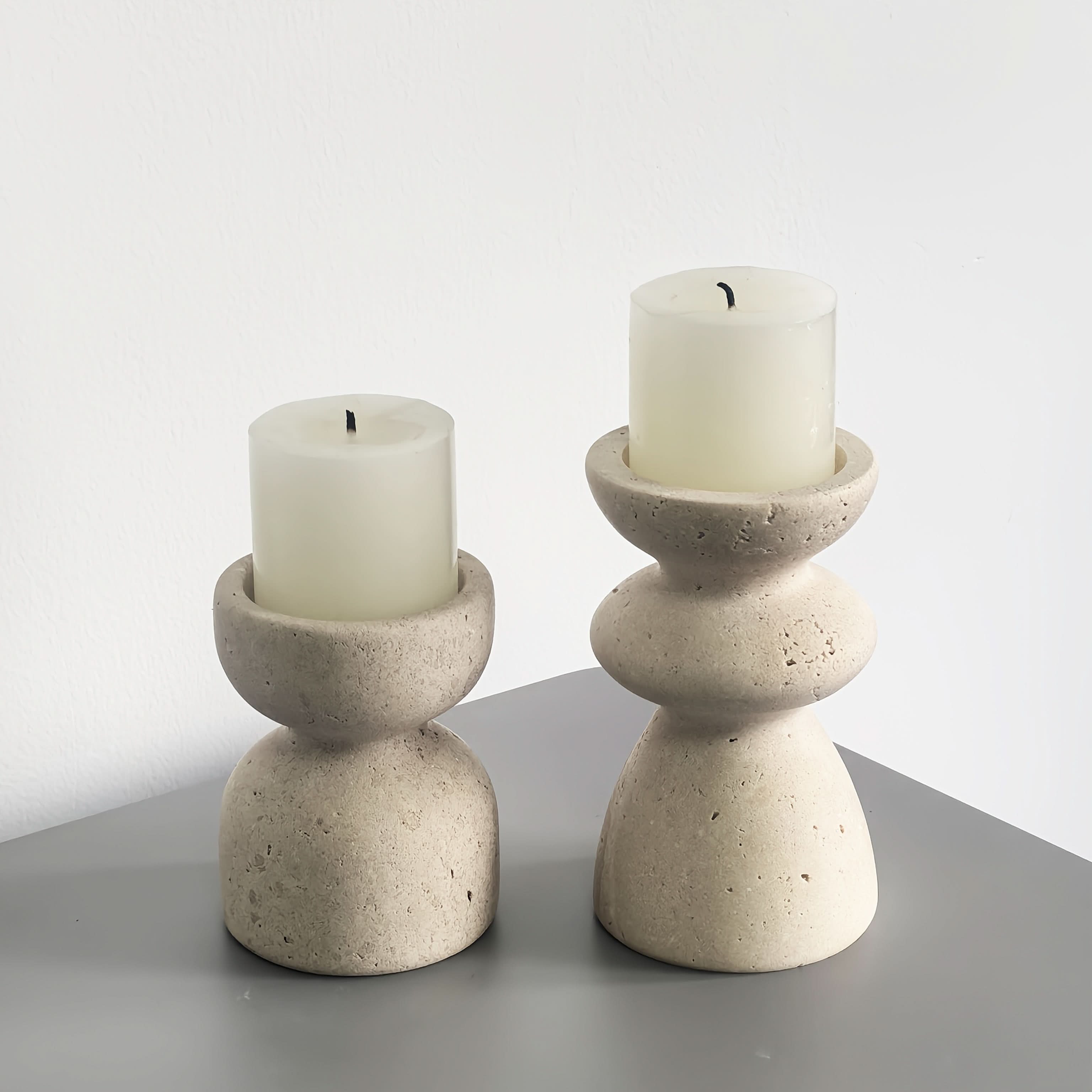 Candle Holders | Natural Marble & Travertine | Polished Finish | Quarry