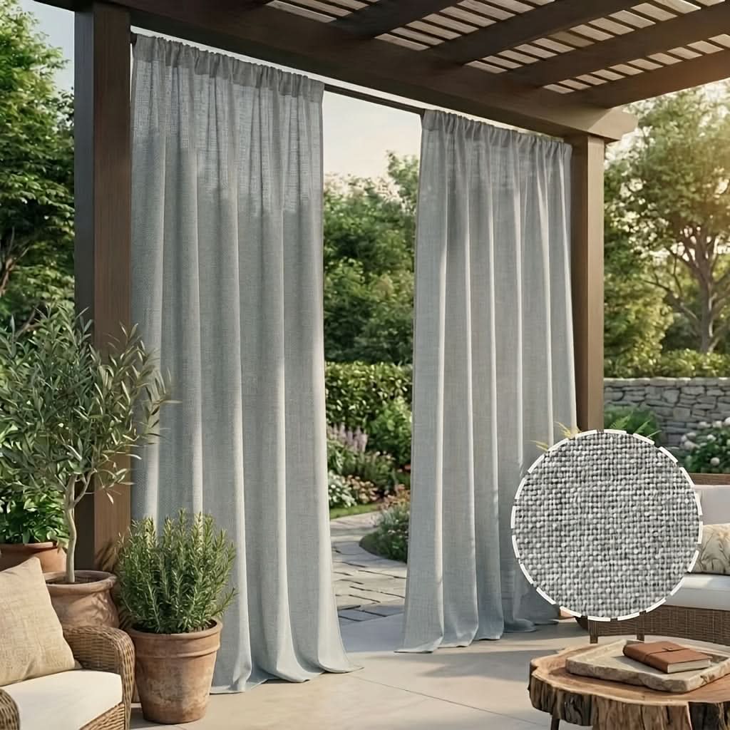 Outdoor Curtains | Linen-Look Polyester | 2-Panel Set | Juniper