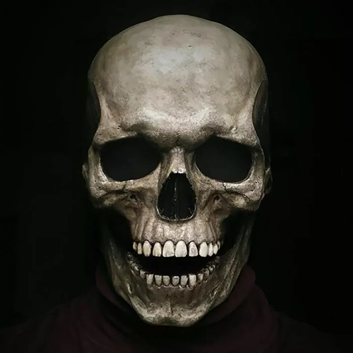 Costume Skull Mask | Movable Jaw | Soft Latex in Black or White | Tundra