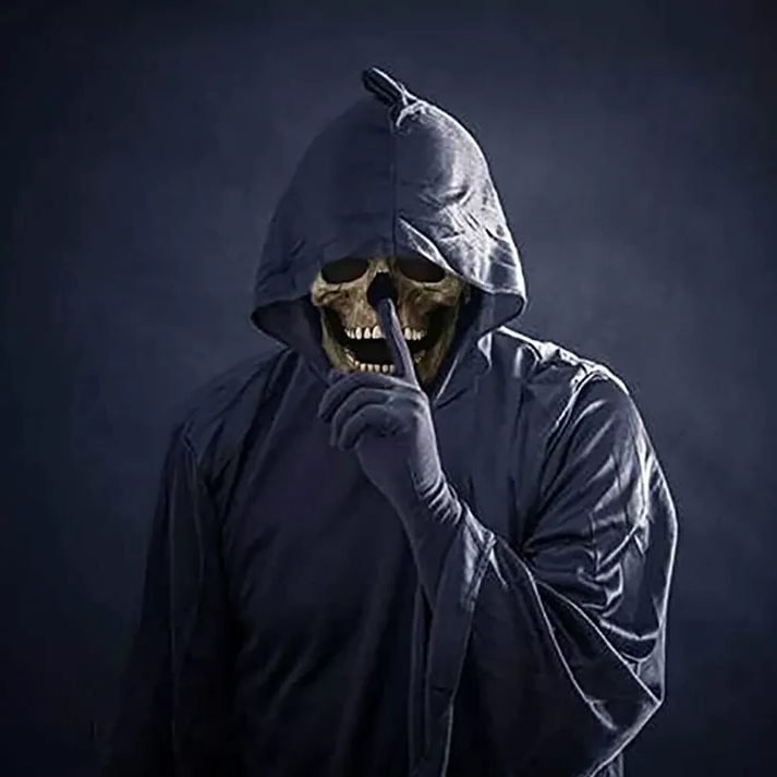 Costume Skull Mask | Movable Jaw | Soft Latex in Black or White | Tundra