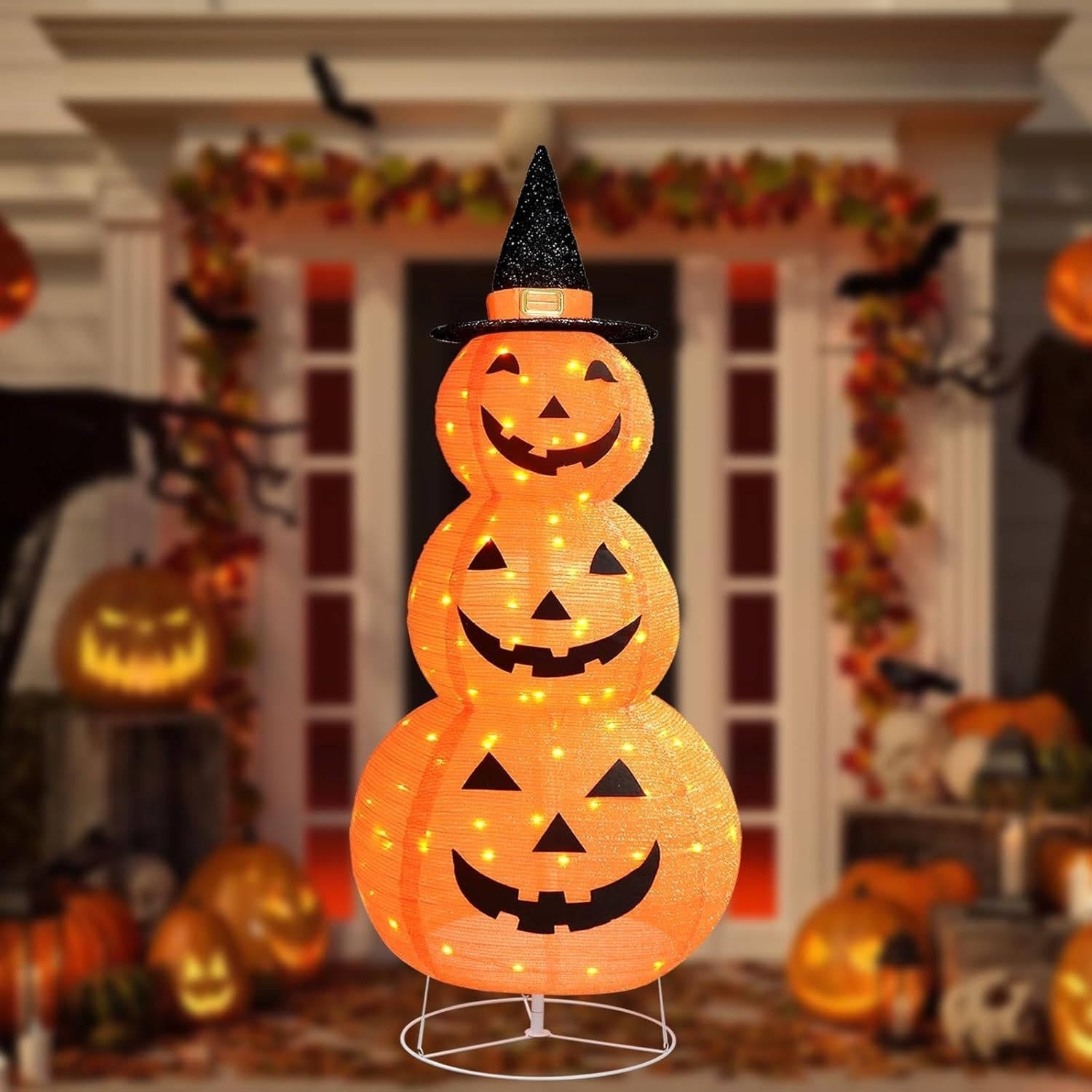Lighted Yard Pumpkin | 100 LED Lights | 8 Effects and Timer | Solstice