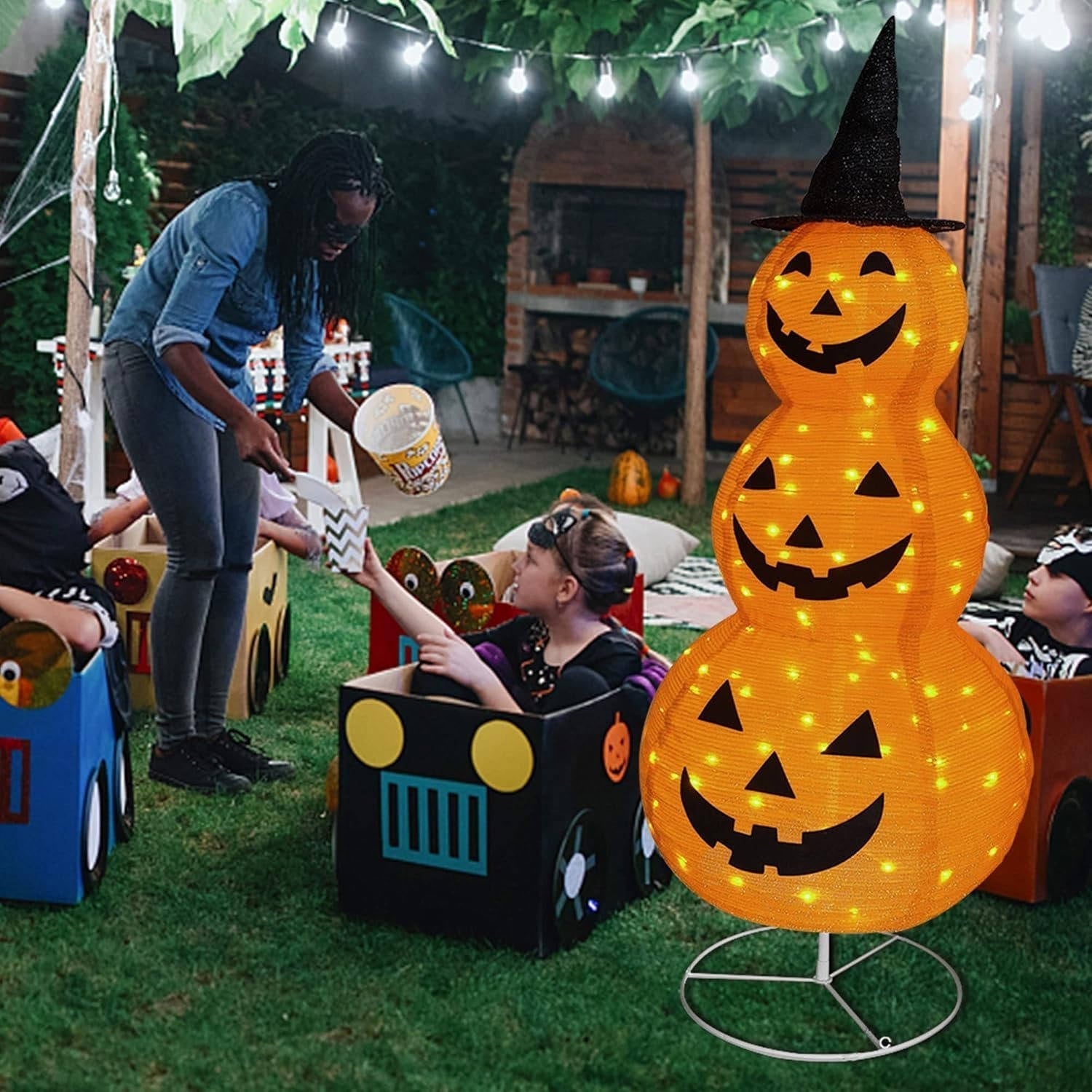 Lighted Yard Pumpkin | 100 LED Lights | 8 Effects and Timer | Solstice