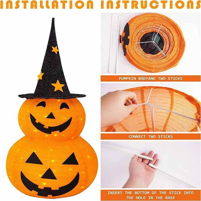Lighted Yard Pumpkin | 100 LED Lights | 8 Effects and Timer | Solstice
